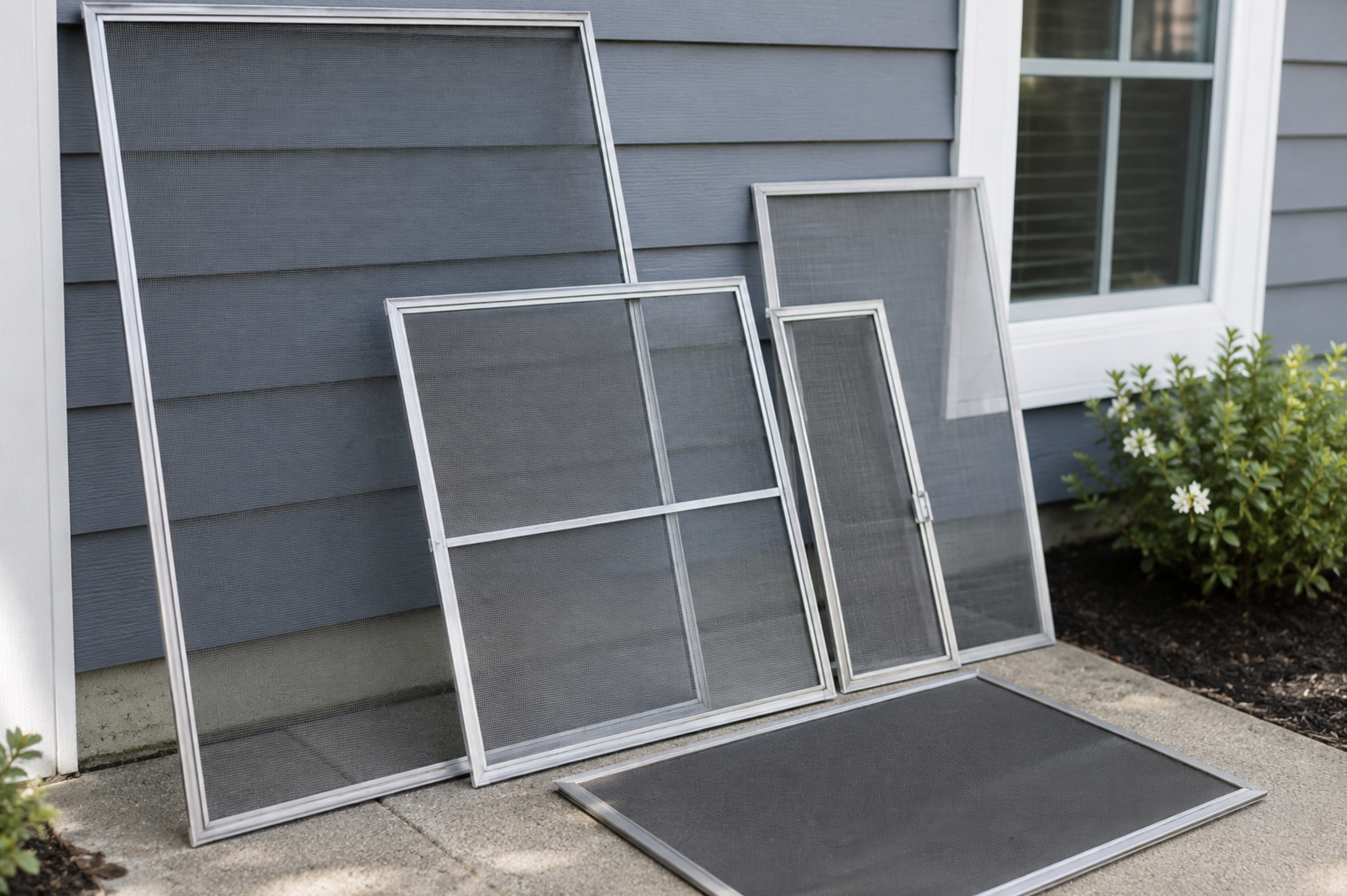 Window screens ready for rescreening